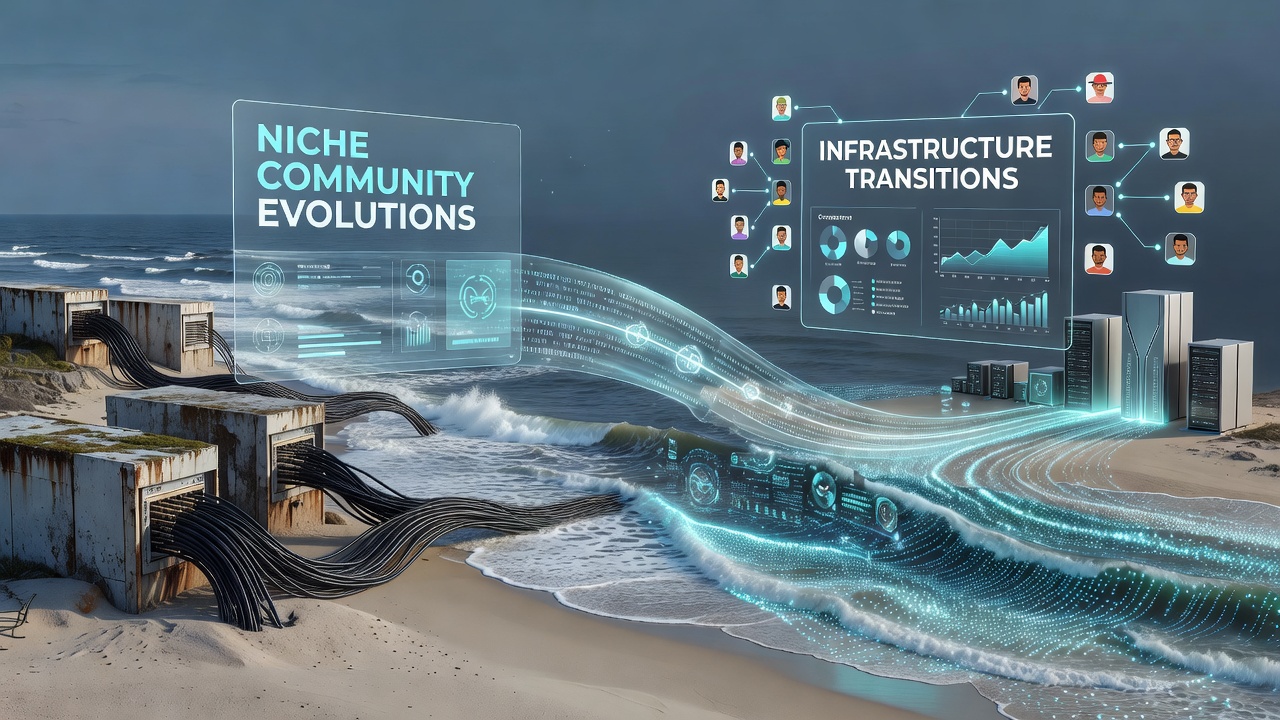 Close-up of community members collaborating on digital maps of coastal regions during a platform migration